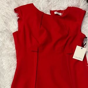 ❤️Calvin Klein red fitted sheath dress with belt loops NWT❤️